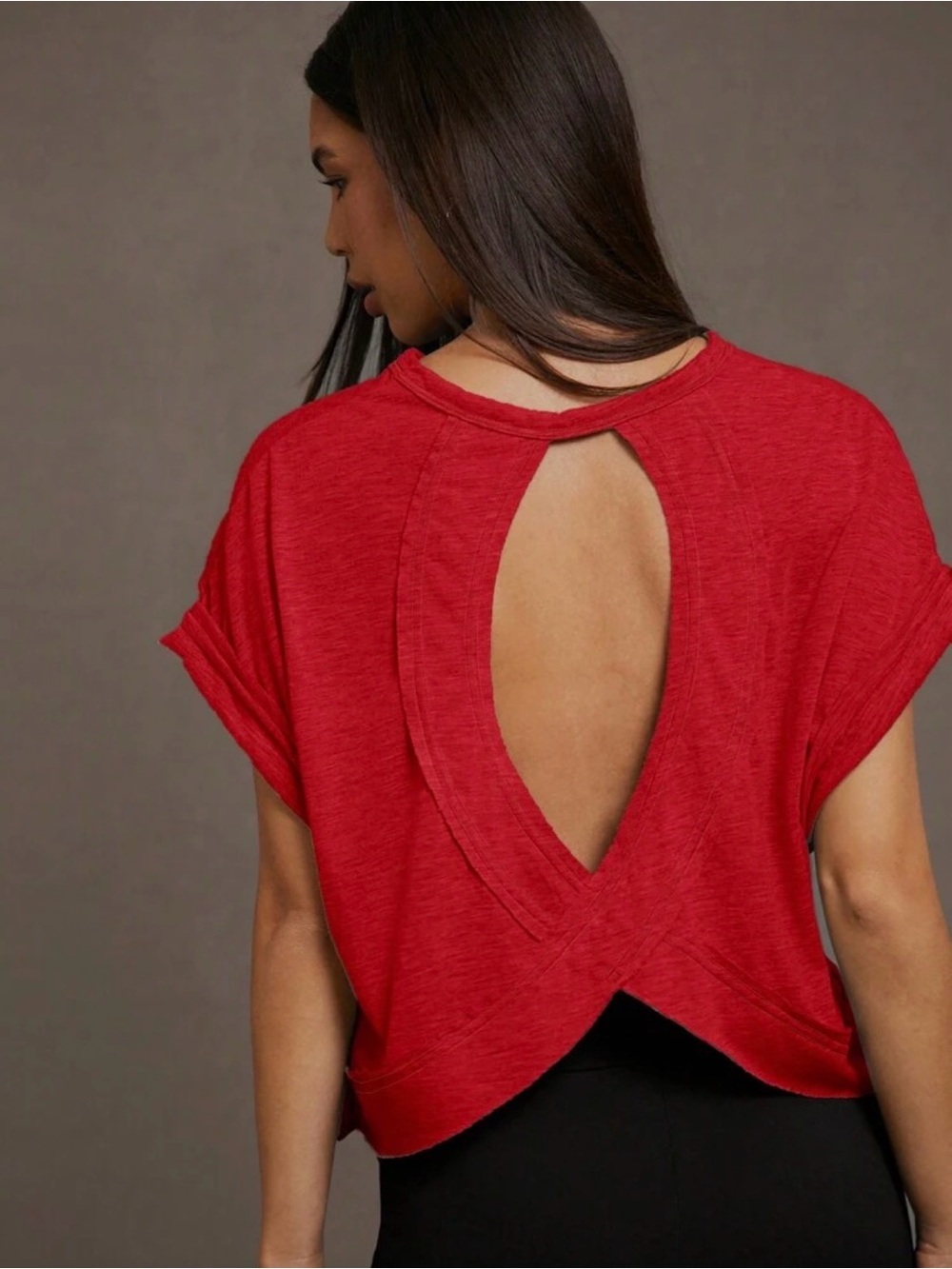 SHEIN Women’s Red Casual Round Neck Backless Workout Top